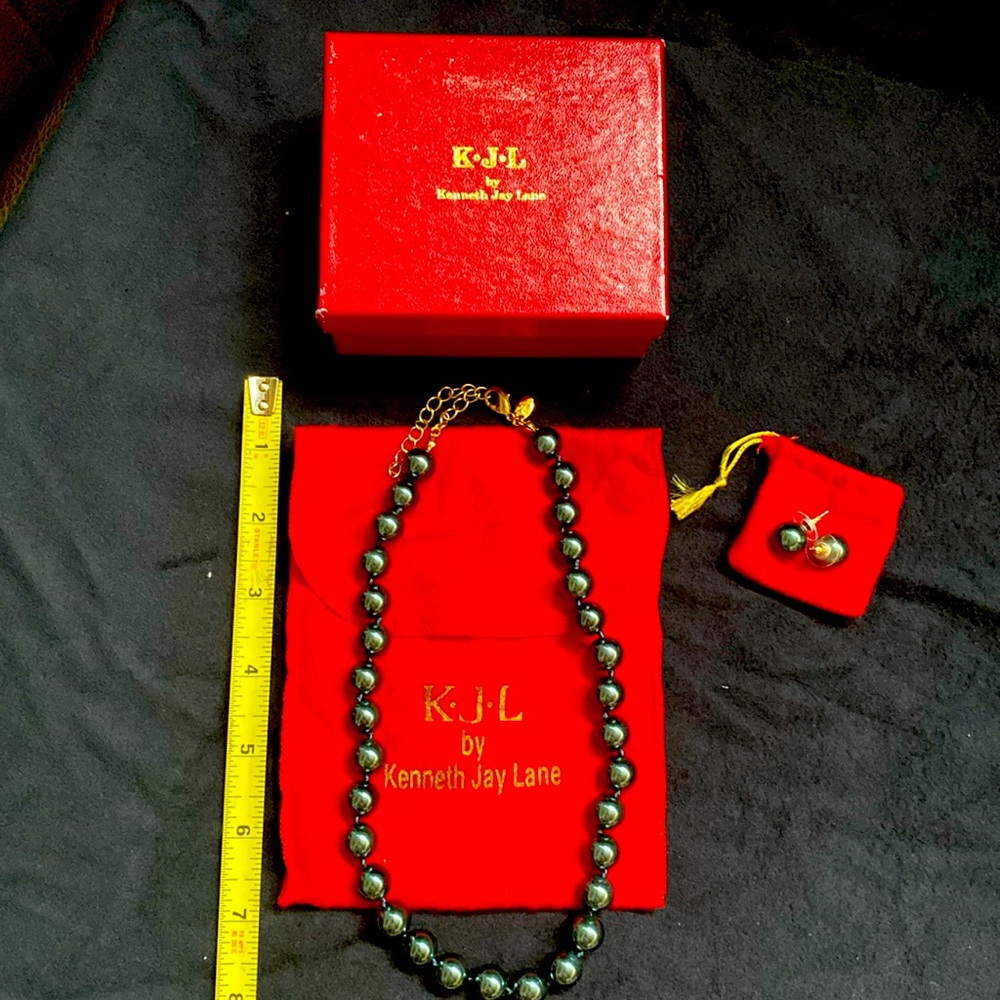 Kenneth Jay Lane Black Pearl Jewelry set